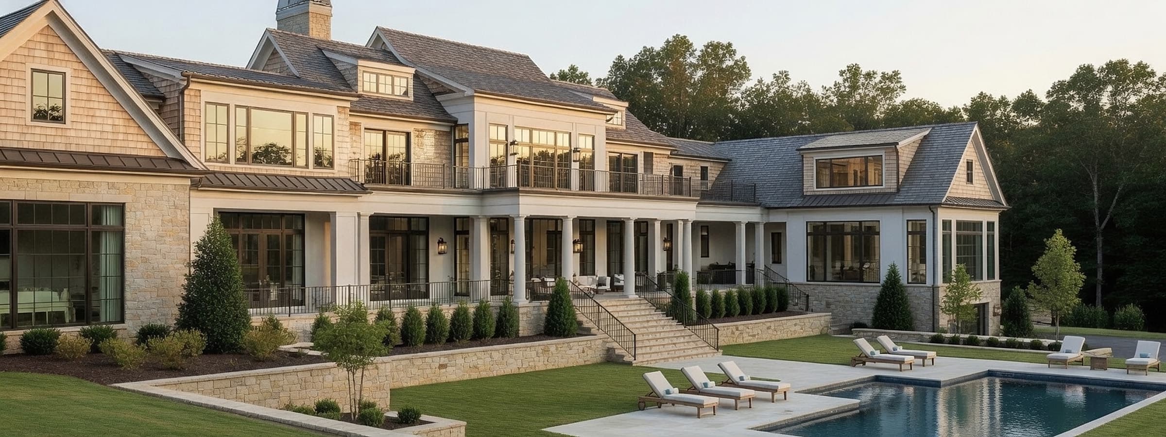 Gated estate home behind manicured grounds in a guarded North Atlanta community