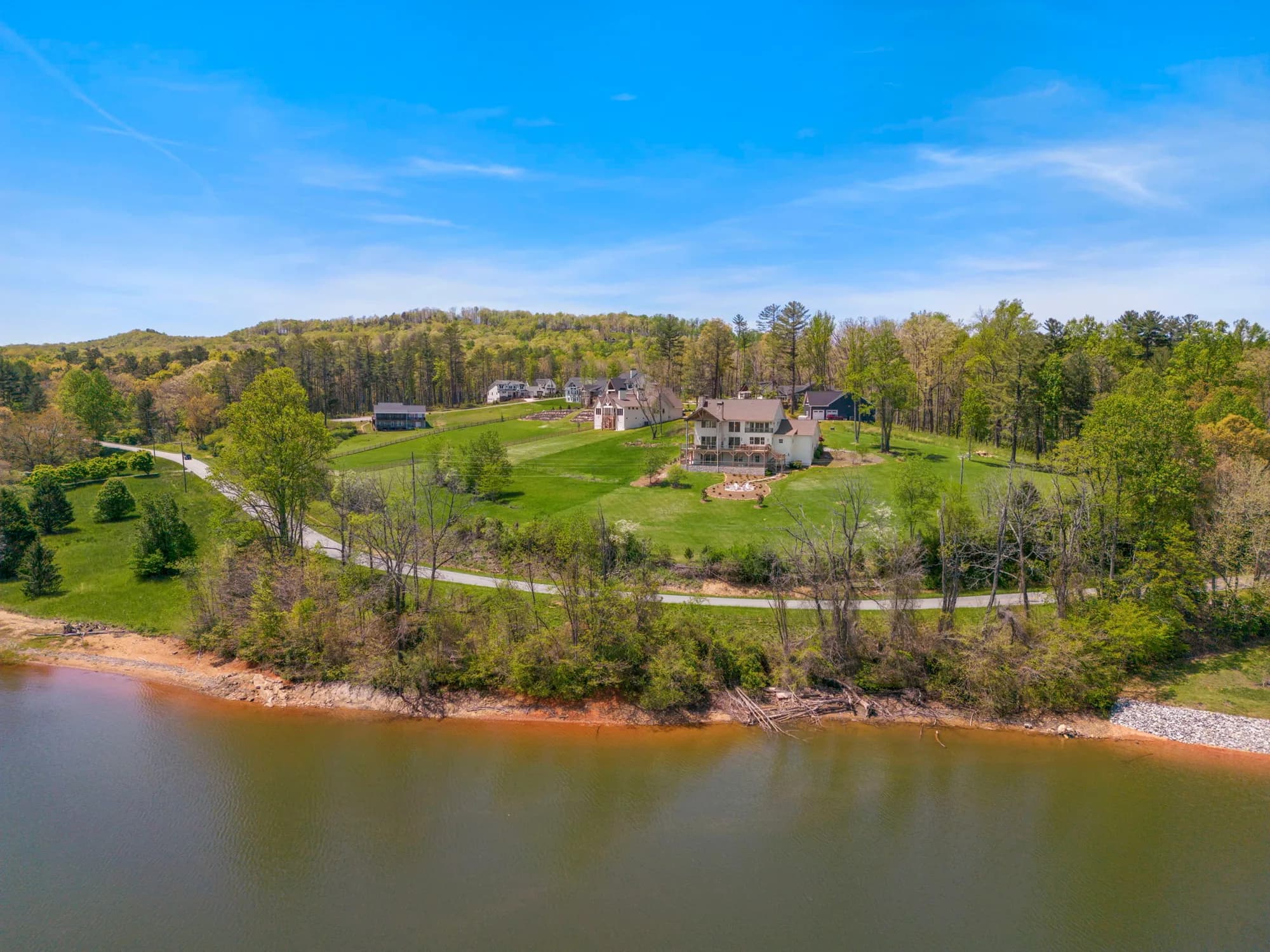 Aerial view of the wooded lakefront cove on Lake Nottely.
