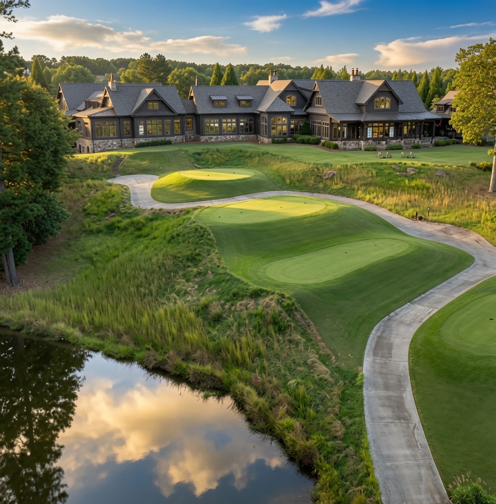 The River Club gated golf community clubhouse and course in Suwanee, GA